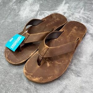 Reef Ojai Classic Thong Sandals Mens 13 Dark Brown Leather Flip Flops Summer New